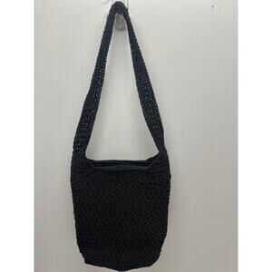 Vintage Q & A Black Crotchet Bag Small 8" X 7" Lightly Pre-Owned